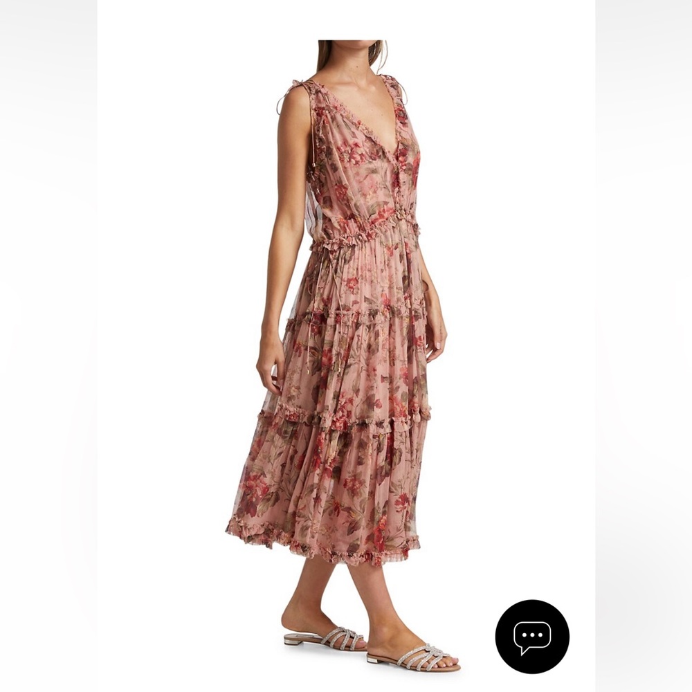 Zimmermann Cassia Frill silk Chiffon Midi Dress. Size 1. EUC
